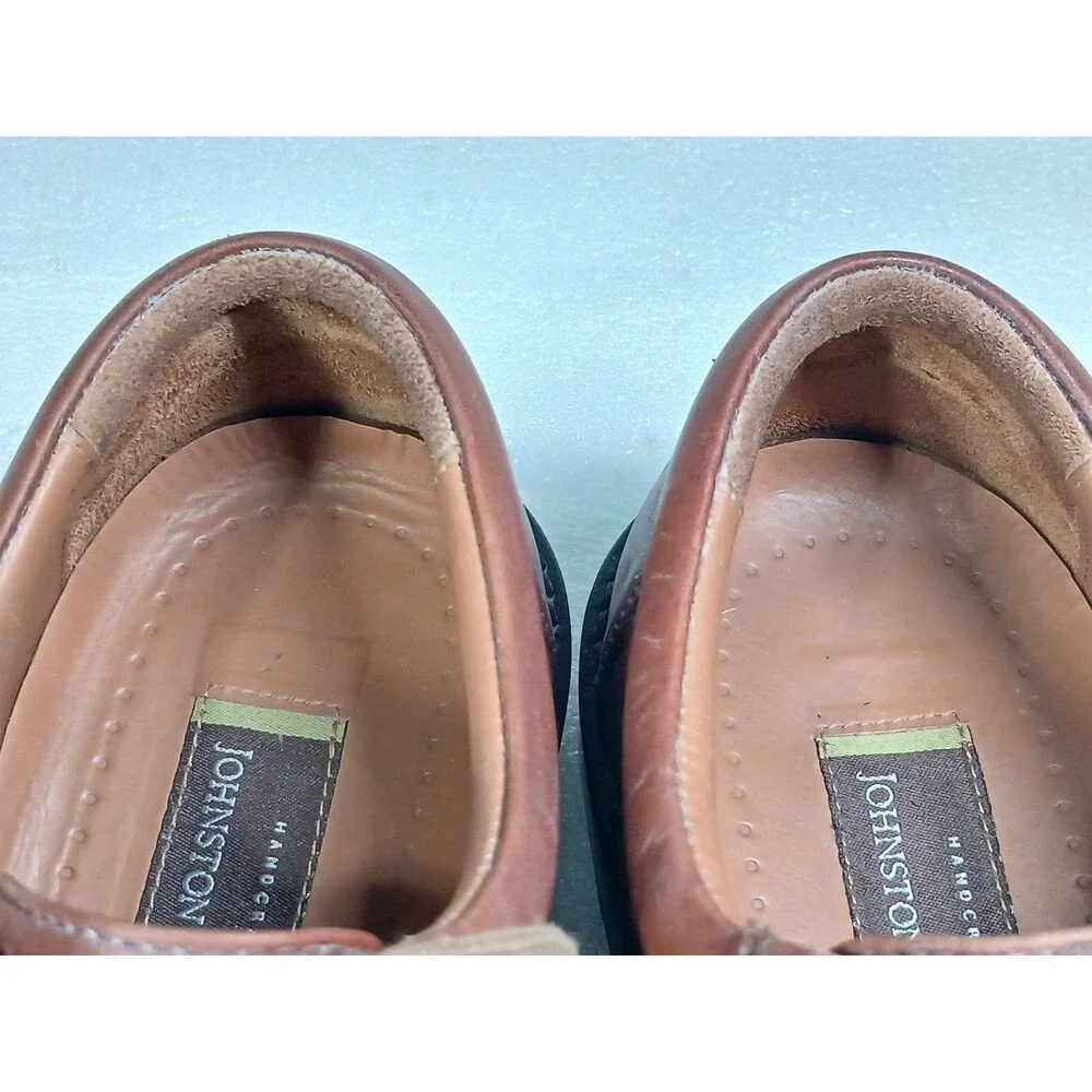 Johnston & Murphy Brown Leather Derby 9.5W Cognac Lace Up Dress Shoes